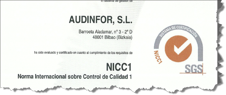 Certificado NICC1 Audinfor